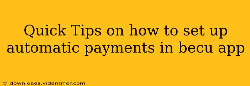 Quick Tips on how to set up automatic payments in becu app